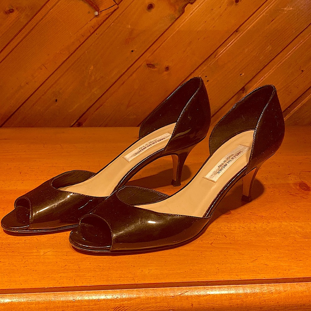 Saks Fifth Ave Patent Leather Kitten Heels